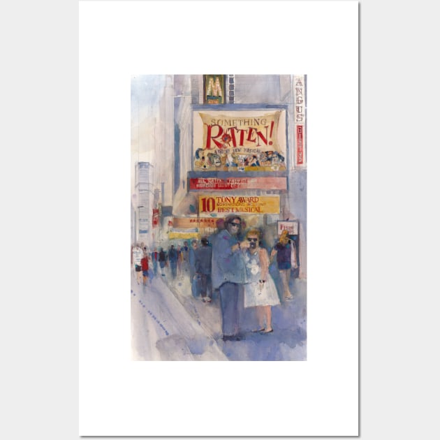 Something Rotten - Broadway Musical - Selfie - New York Theatre District Watercolor Wall Art by dfrdesign